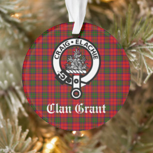 Clan Grant Crest Badge and Tartan Customizable Ornament