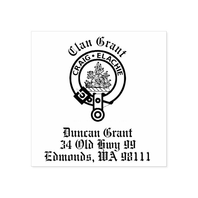 Clan Grant Crest Badge Customizable Rubber Stamp (Imprint)