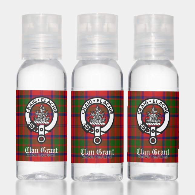 Clan Grant Crest Badge & Tartan Hand Sanitizer (Set)