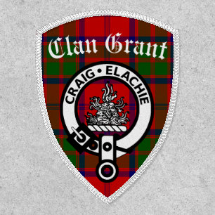 Clan Grant Crest Badge & Tartan Iron On Patch