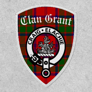 Clan Grant Crest Badge & Tartan Iron On Patch