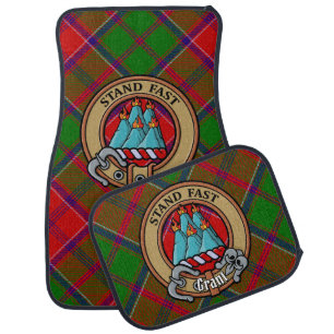Clan Grant Crest over Tartan Car Floor Mat