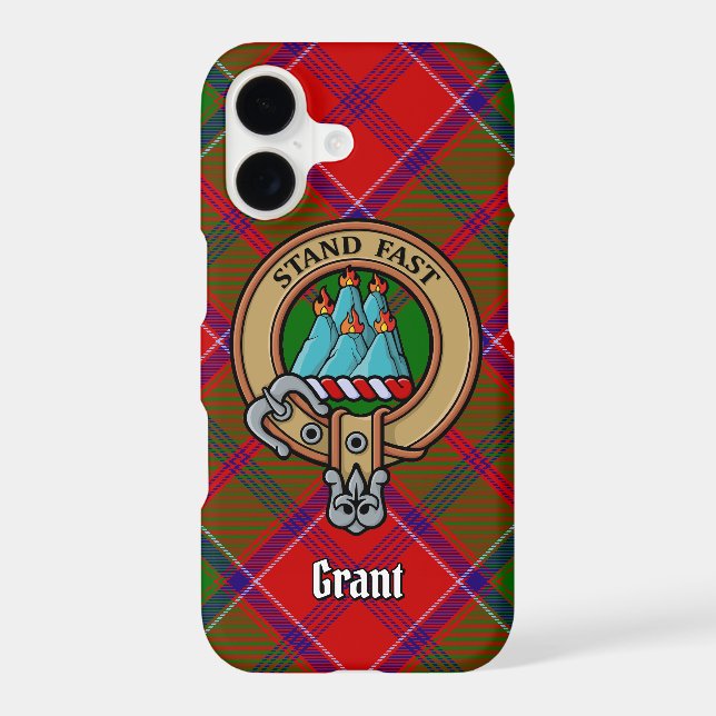 Clan Grant Crest over Tartan Case-Mate iPhone Case (Back)