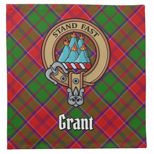 Clan Grant Crest over Tartan Cloth Napkin