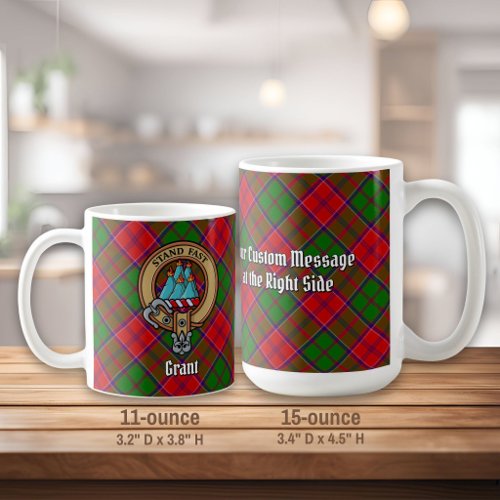 Clan Grant Crest over Tartan Coffee Mug