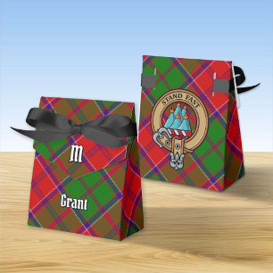 Clan Grant Crest over Tartan Favor Boxes