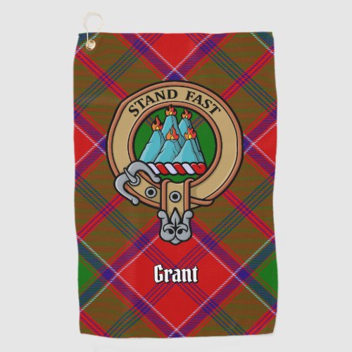 Clan Grant Crest over Tartan Golf Towel
