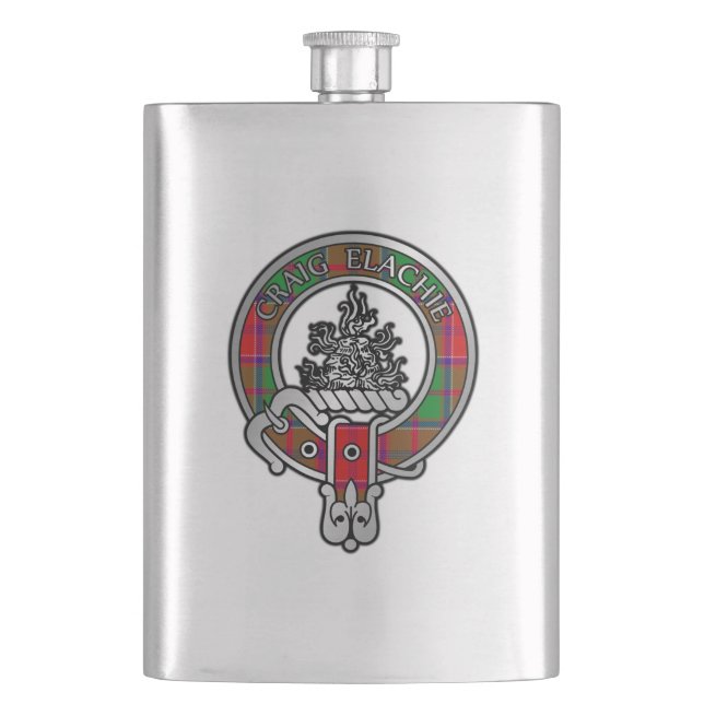 Clan Grant Crest & Tartan Flask (Front)