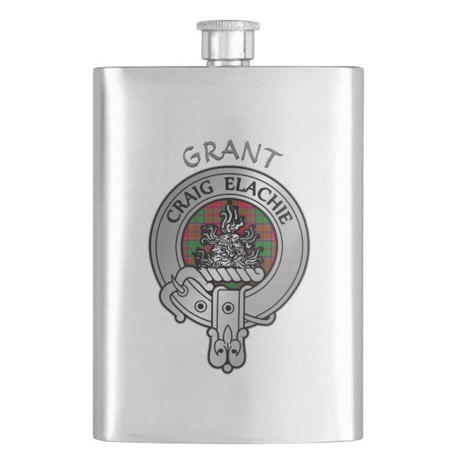 Clan Grant Crest & Tartan Flask (Front)