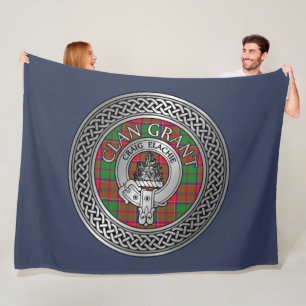 Clan Grant Crest & Tartan Knot Fleece Blanket