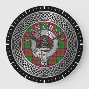 Clan Grant Crest & Tartan Knot Large Clock