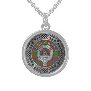 Clan Grant Crest & Tartan Knot Sterling Silver Necklace