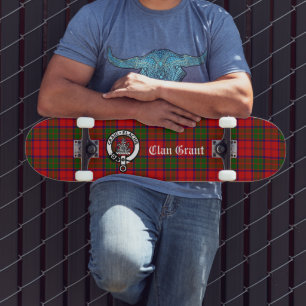 Clan Grant Tartan and Crest Badge Skateboard