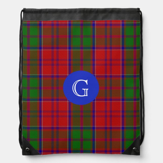 Clan Grant Tartan Plaid Monogram Backpack (Front)