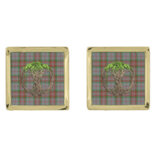 Clan Gray Tartan And Celtic Tree Of Life Cufflinks