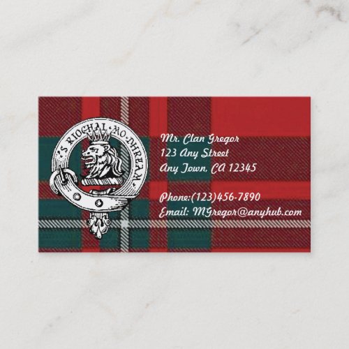 Clan Gregor Business Cards Customize to your infor