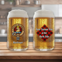 Clan Gregor Crest over Rob Roy Tartan Can Glass