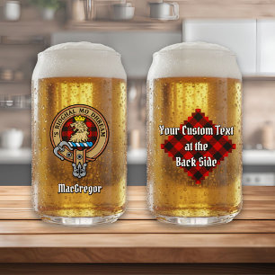 Clan Gregor Crest over Rob Roy Tartan Can Glass