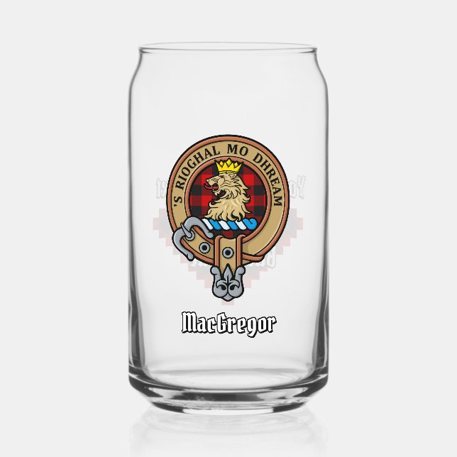 Clan Gregor Crest over Rob Roy Tartan Can Glass (Front)