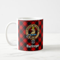 Clan Gregor Crest over Rob Roy Tartan Coffee Mug