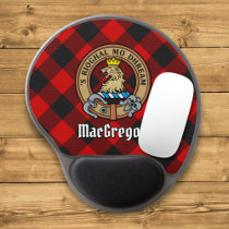 Clan Gregor Crest over Rob Roy Tartan Gel Mouse Pad