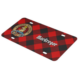 Clan Gregor Crest over Rob Roy Tartan License Plate