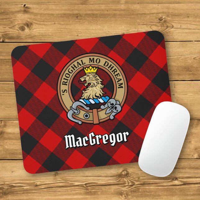 Clan Gregor Crest over Rob Roy Tartan Mouse Pad (Creator Uploaded)