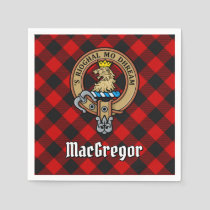 Clan Gregor Crest over Rob Roy Tartan Napkins