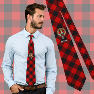Clan Gregor Crest over Rob Roy Tartan Neck Tie