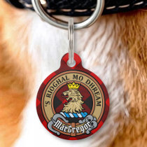 Clan Gregor Crest over Rob Roy Tartan Pet ID Tag