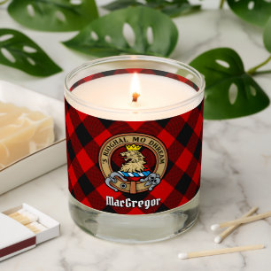 Clan Gregor Crest over Rob Roy Tartan Scented Candle