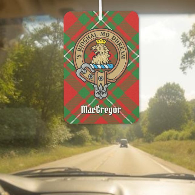 Clan Gregor Crest over Tartan Air Freshener (Creator Uploaded)