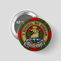 Clan Gregor Crest over Tartan Button