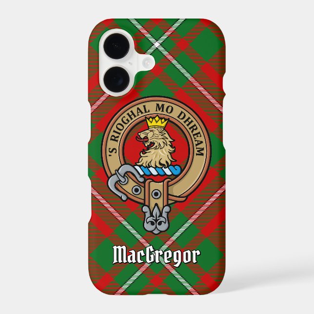 Clan Gregor Crest over Tartan Case-Mate iPhone Case (Back)