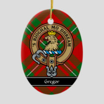 Clan Gregor Crest over Tartan Ceramic Ornament