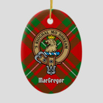 Clan Gregor Crest over Tartan Ceramic Ornament