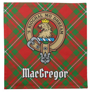 Clan Gregor Crest over Tartan Cloth Napkin