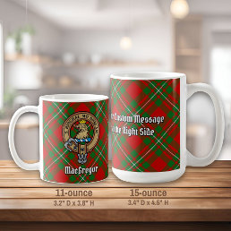 Clan Gregor Crest over Tartan Coffee Mug