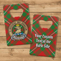 Clan Gregor Crest over Tartan Credit Card Bottle Opener