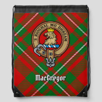 Clan Gregor Crest over Tartan Drawstring Bag