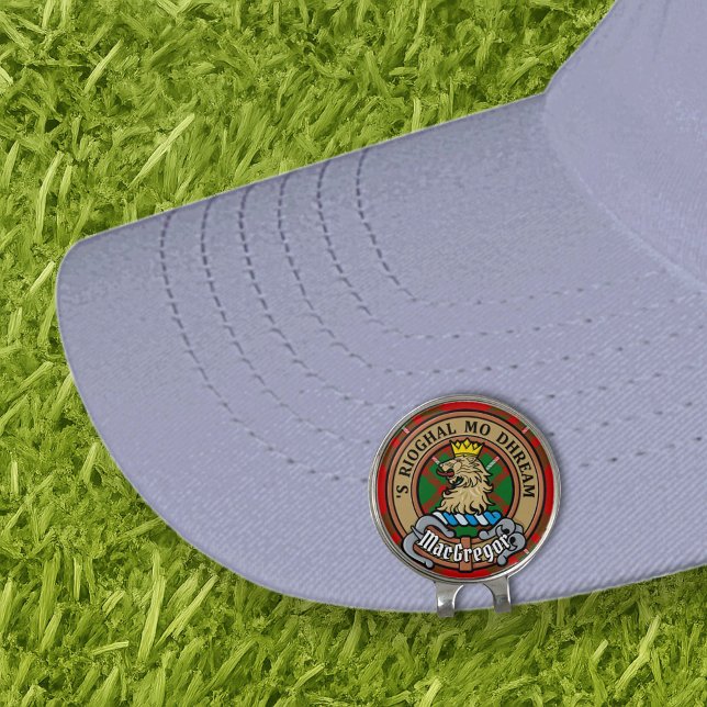 Clan Gregor Crest over Tartan Golf Hat Clip (Creator Uploaded)