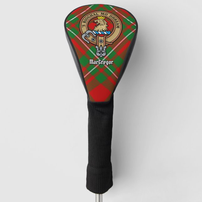 Clan Gregor Crest over Tartan Golf Head Cover (Front)