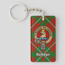 Clan Gregor Crest over Tartan Keychain