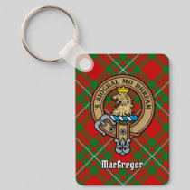 Clan Gregor Crest over Tartan Keychain