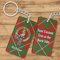 Clan Gregor Crest over Tartan Keychain