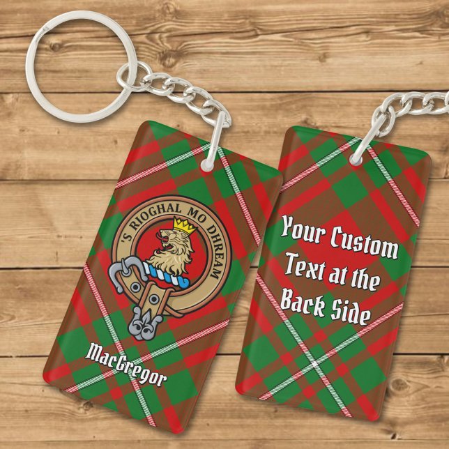 Clan Gregor Crest over Tartan Keychain (Creator Uploaded)