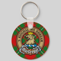 Clan Gregor Crest over Tartan Keychain