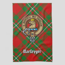 Clan Gregor Crest over Tartan Kitchen Towel