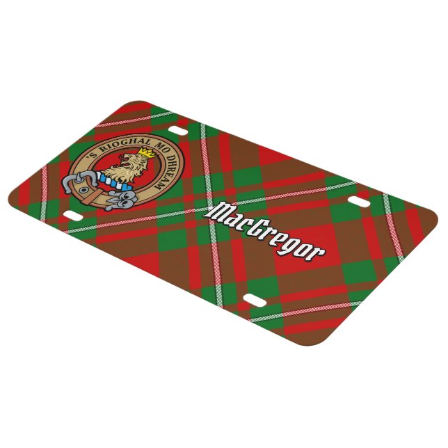Clan Gregor Crest over Tartan License Plate (Side)