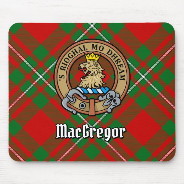 Clan Gregor Crest over Tartan Mouse Pad (Front)